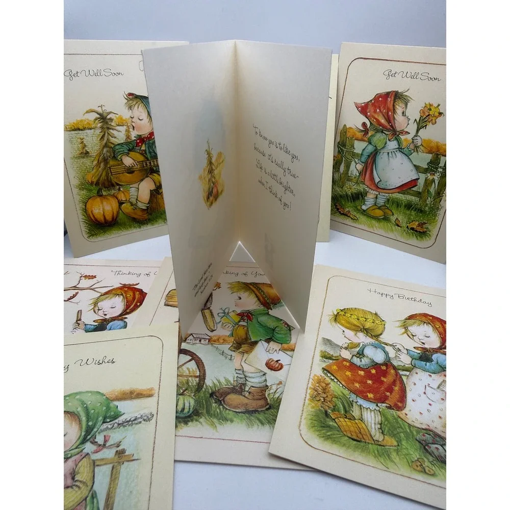 Vintage 1986 Little Children Greeting Cards Lot 8 Hummel Style Help The Children